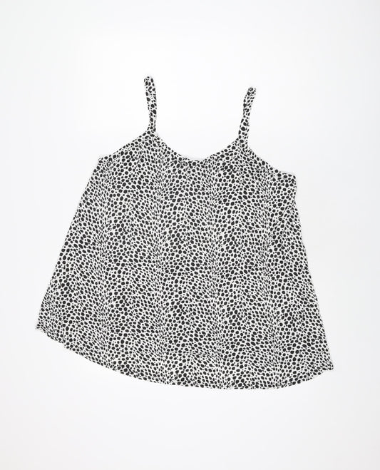 Love Yours Womens White Geometric Viscose Basic T-Shirt Size 18 V-Neck