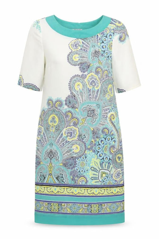 Per Una Womens White Paisley Polyester Shift Size 10 Boat Neck Pullover