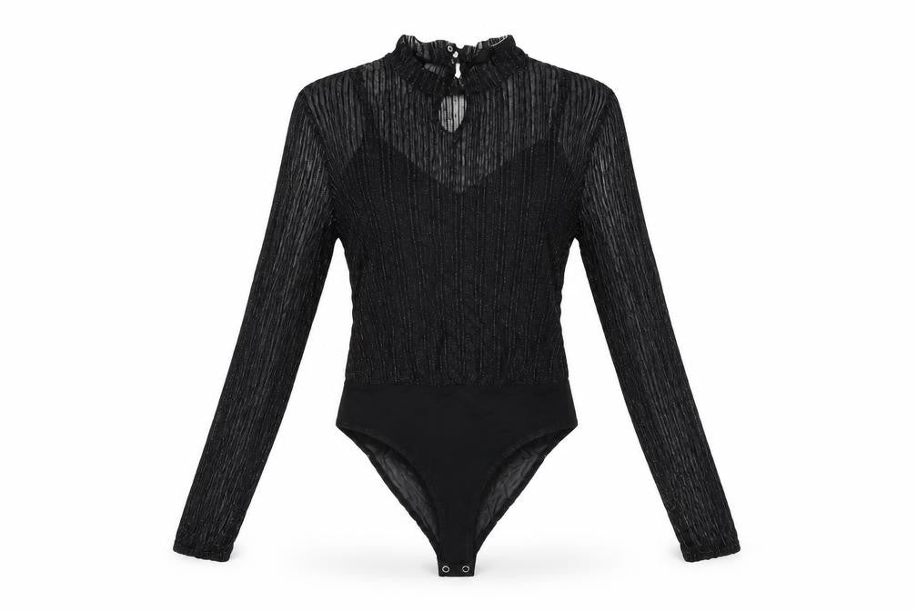 New Look Womens Black Polyamide Bodysuit One-Piece Size 10 Snap