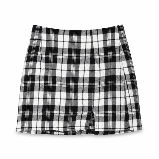 ASOS Womens Black Plaid Cotton Mini Skirt Size 8 Zip
