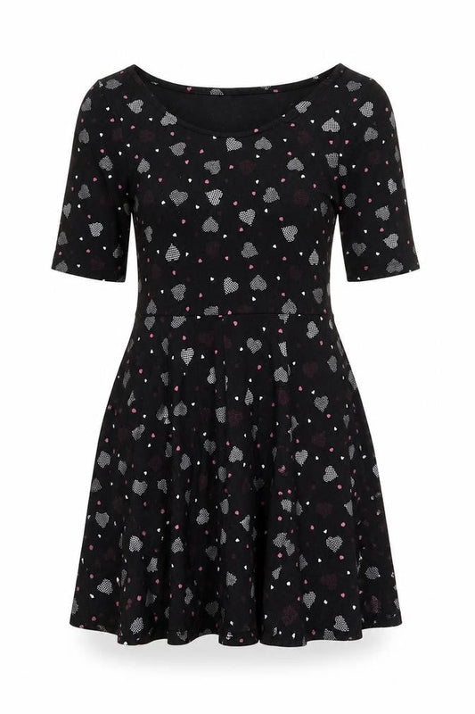 By Henry Holland Womens Black Geometric Polyester Skater Dress Size 10 Round Neck Pullover