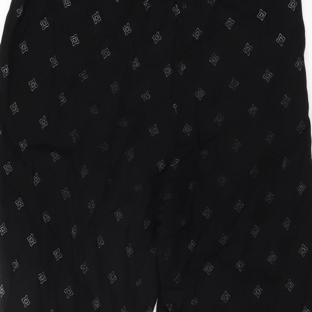 H&M Womens Black Geometric Viscose Trousers Size 12 L25.5 in Regular
