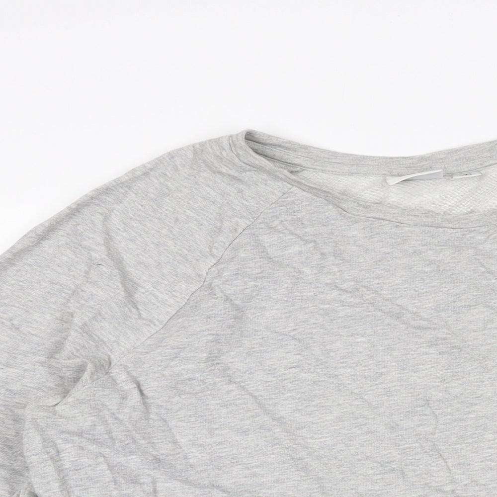 Jaqueline de Yong Womens Grey Cotton Basic T-Shirt Size M Round Neck