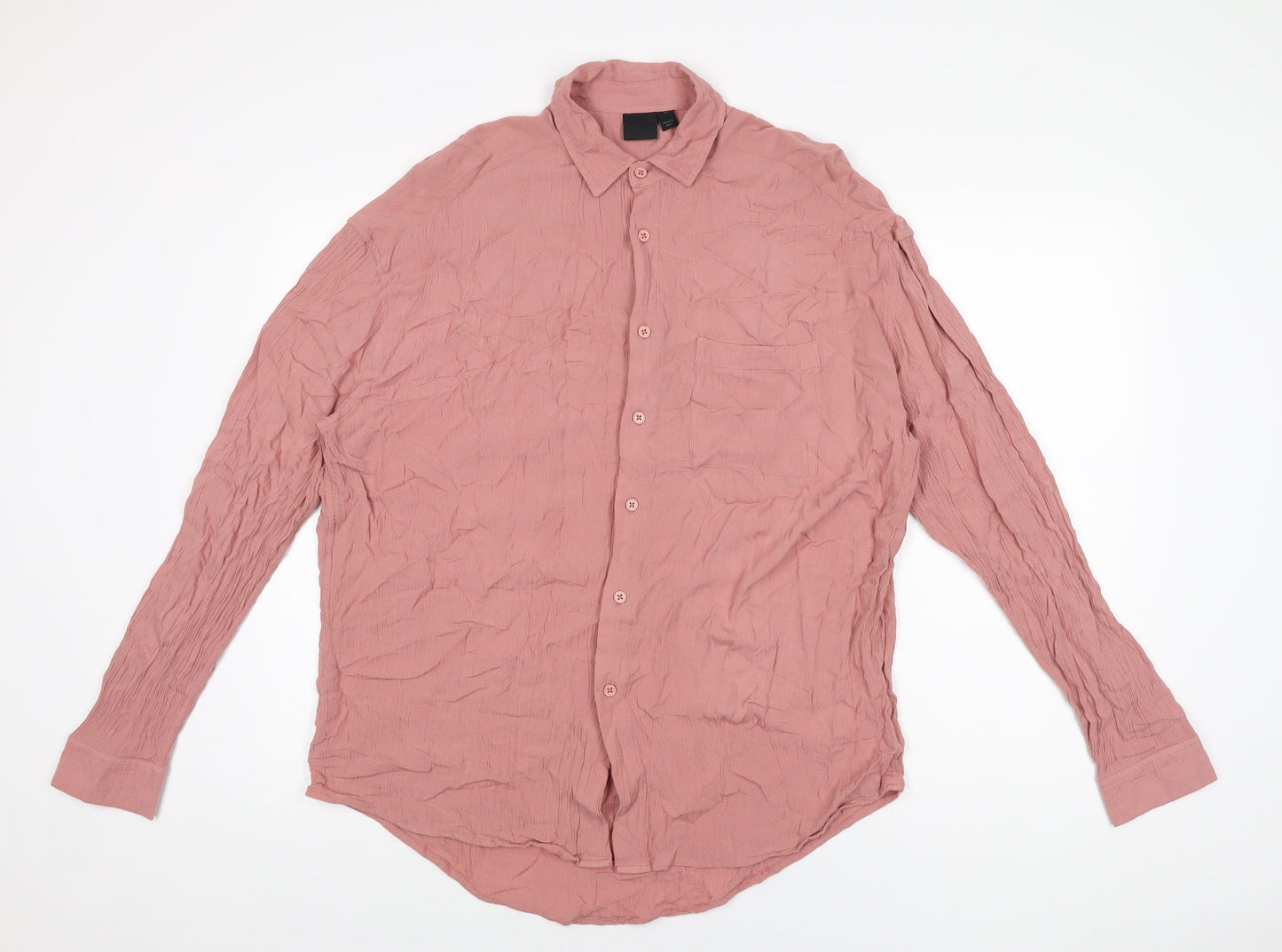 ASOS Womens Pink Viscose Basic Button-Up Size XS Collared