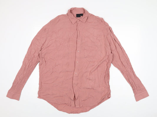 ASOS Womens Pink Viscose Basic Button-Up Size XS Collared
