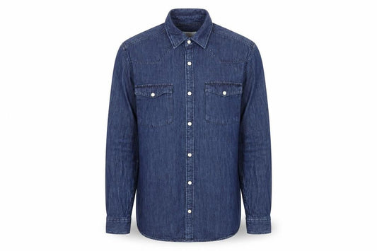 Next Mens Blue Cotton Button-Up Size MT Collared Snap
