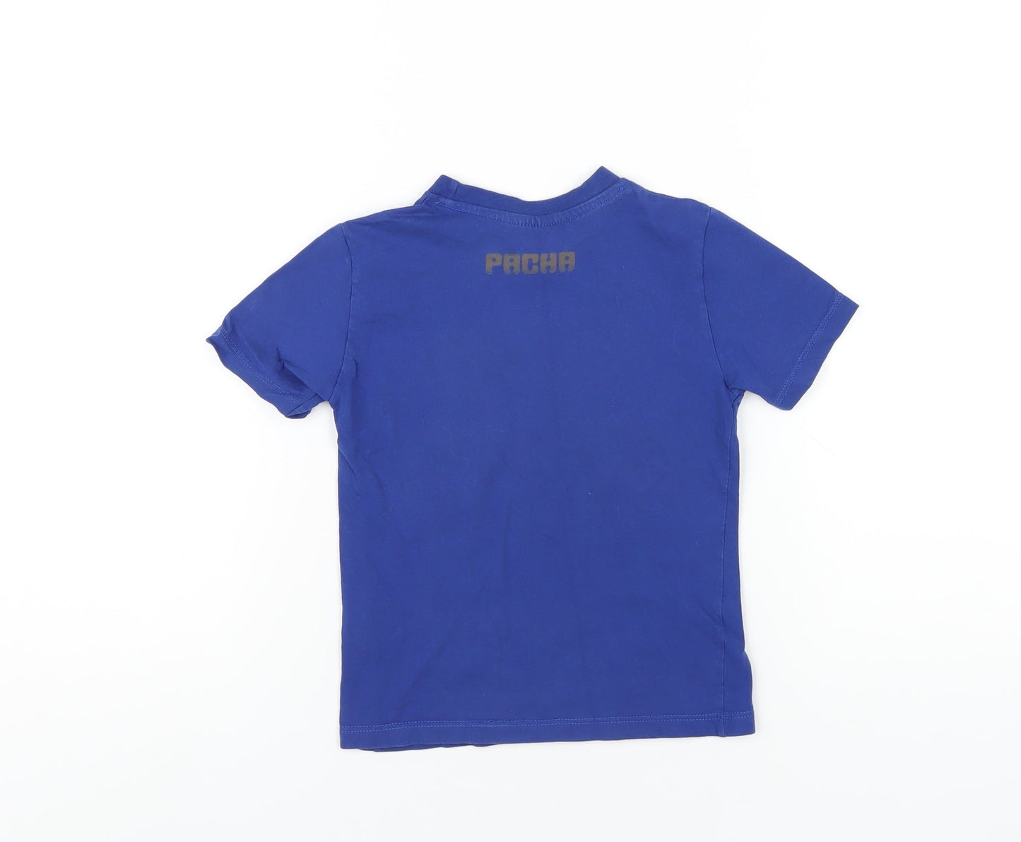 Pacha Boys Blue Cotton Basic T-Shirt Size 4 Years Round Neck Pullover