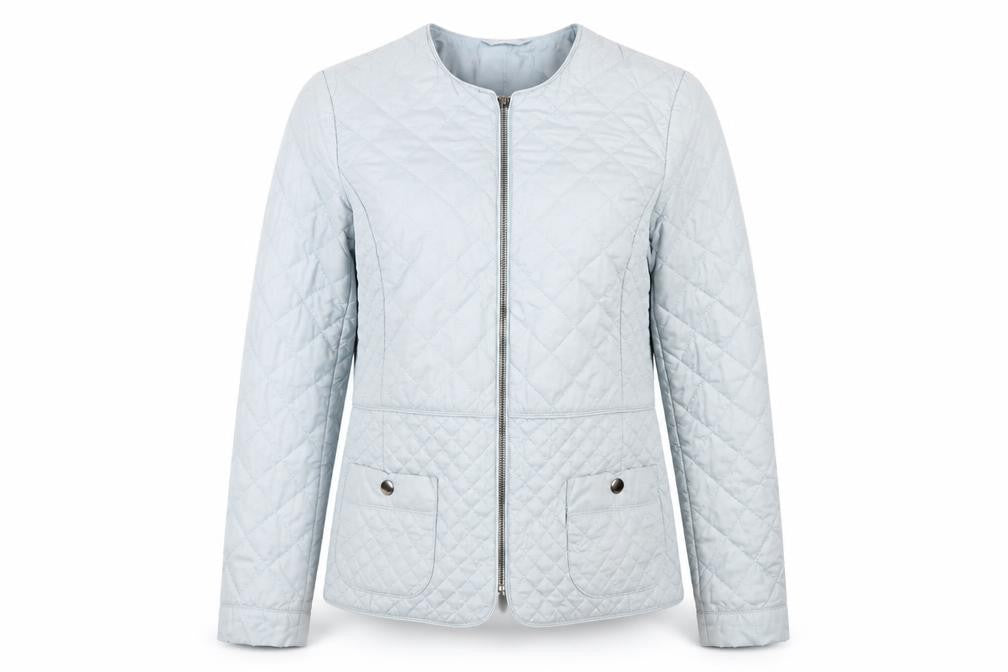 Classics Womens Blue Quilted Coat Size 10 Zip