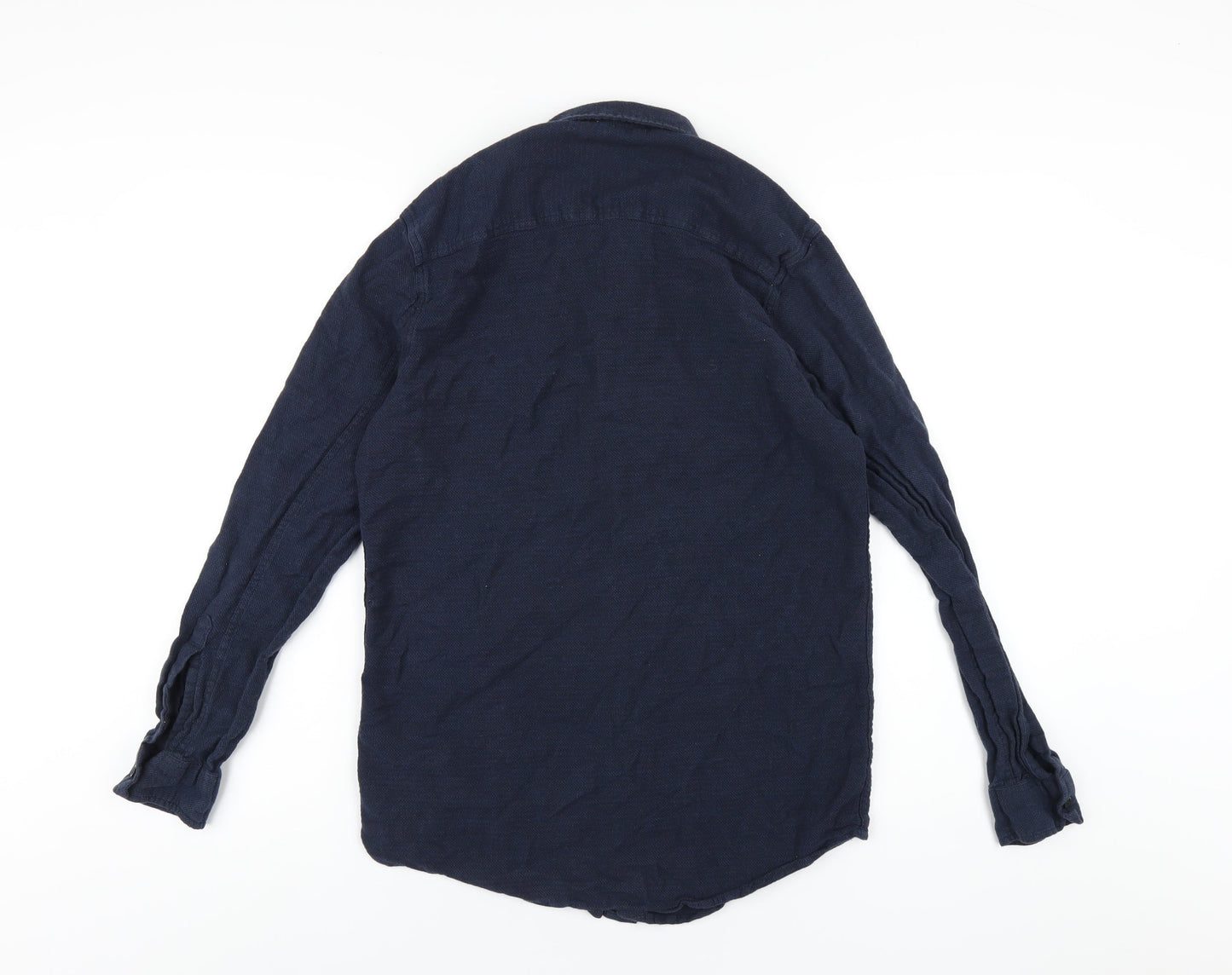 Topman Mens Blue Cotton Button-Up Size M Collared Button