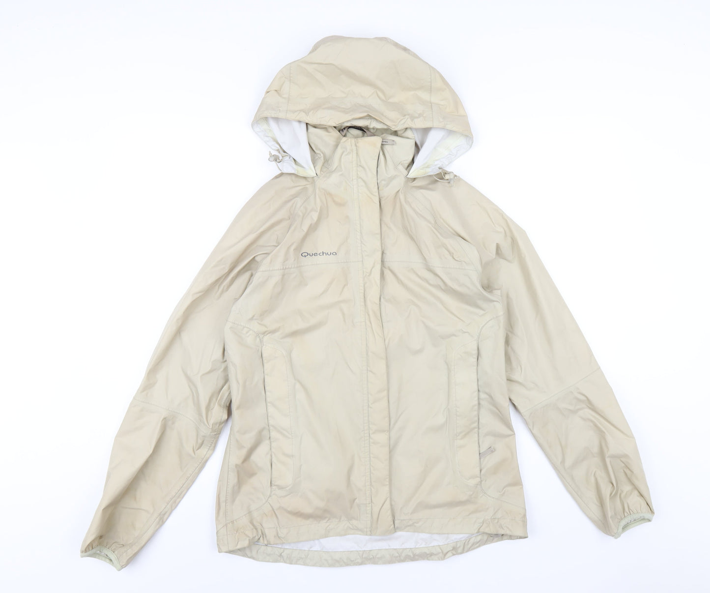 DECATHLON Womens Beige Rain Coat Coat Size S Zip
