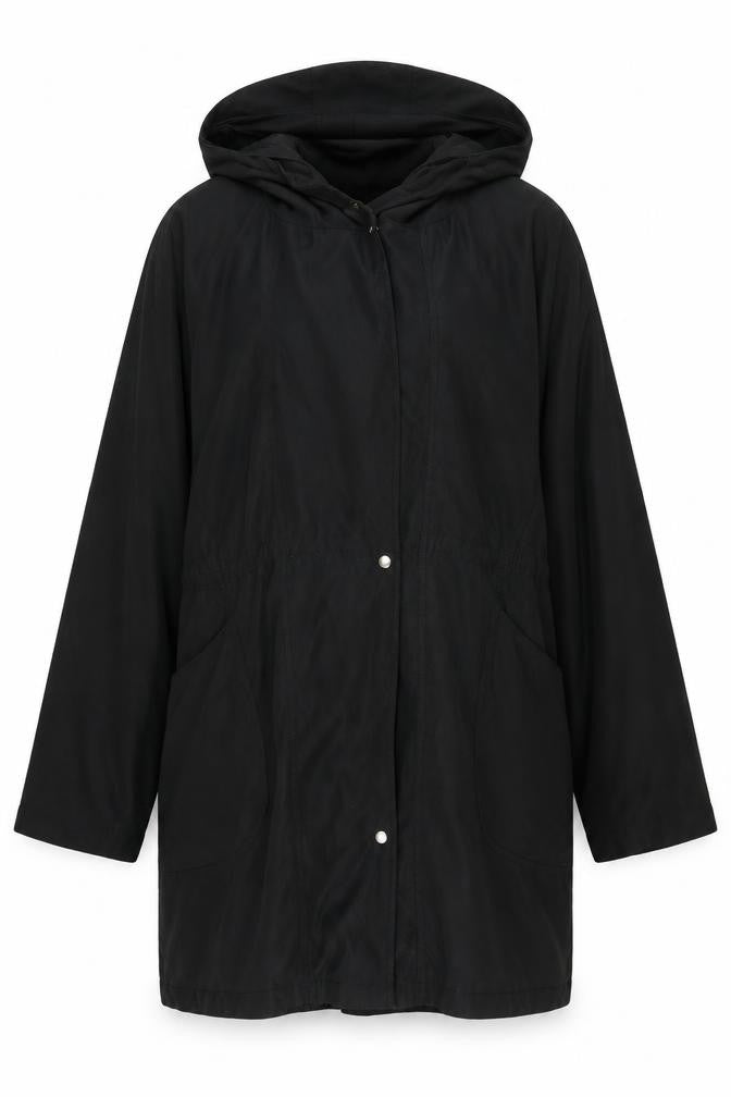 Boohoo Womens Black Parka Coat Size 12 Zip - Suede Effect