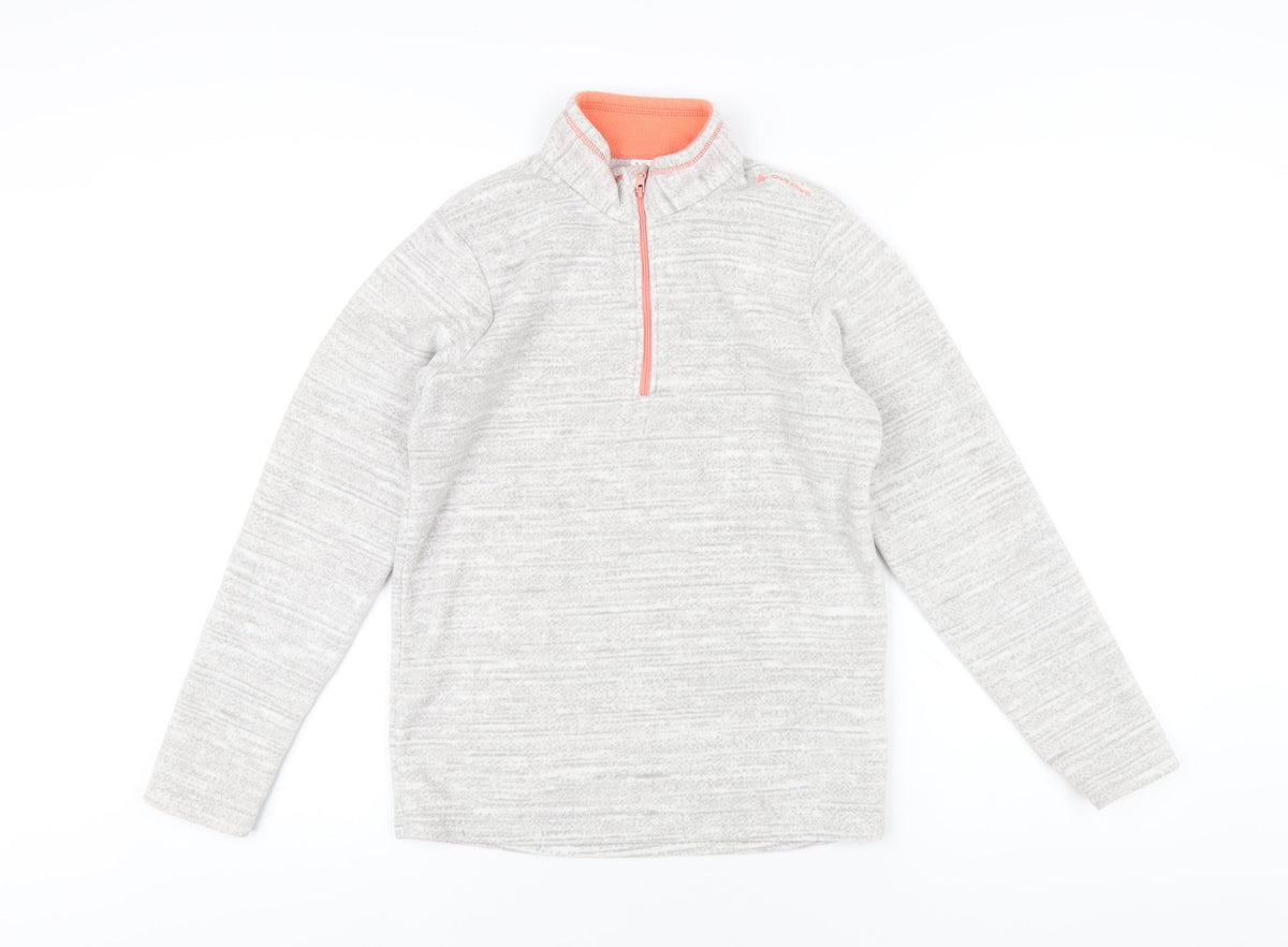 Decathlon Girls Grey Polyester Pullover Sweatshirt Size 14 Years Zip