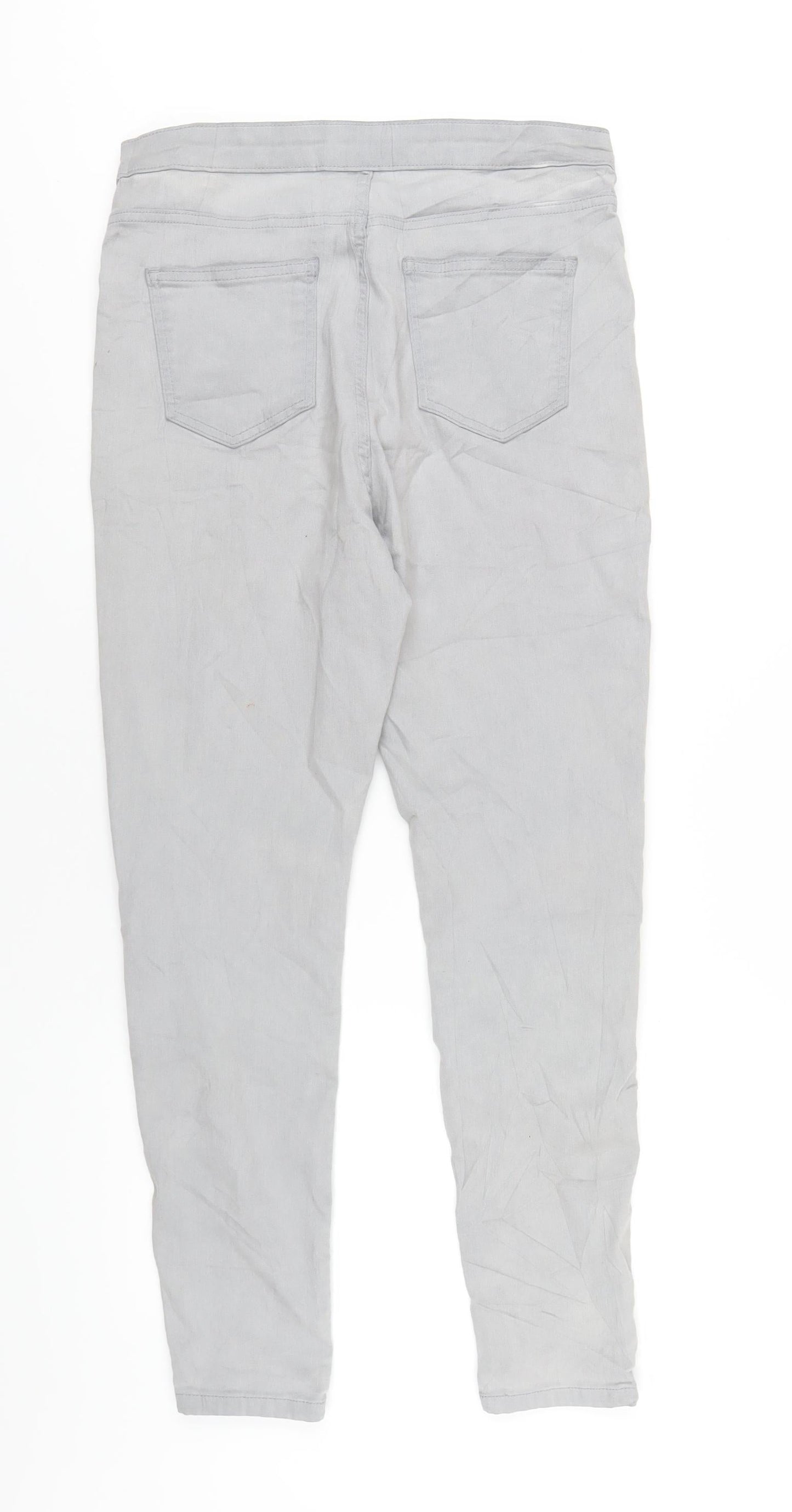 Marks and Spencer Womens Grey Cotton Skinny Jeans Size 14 L29 in Regular Zip