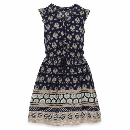 New Look Womens Multicoloured Geometric Viscose A-Line Size 8 V-Neck Button