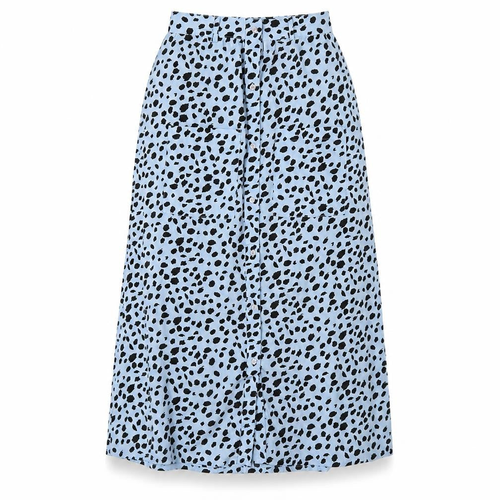 Wednesday's Girl Womens Blue Geometric Polyester A-Line Skirt Size XS Button