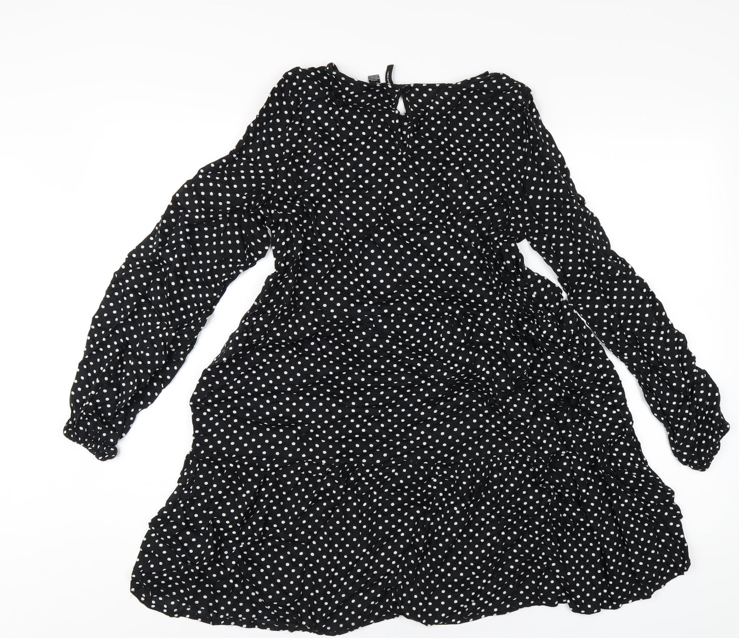 VERO MODA Womens Black Viscose A-Line Size XS Round Neck Button