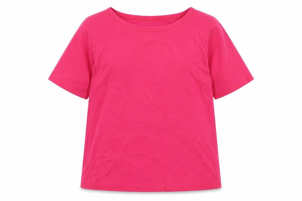 marksand Womens Pink Cotton Basic T-Shirt Size 16 Round Neck