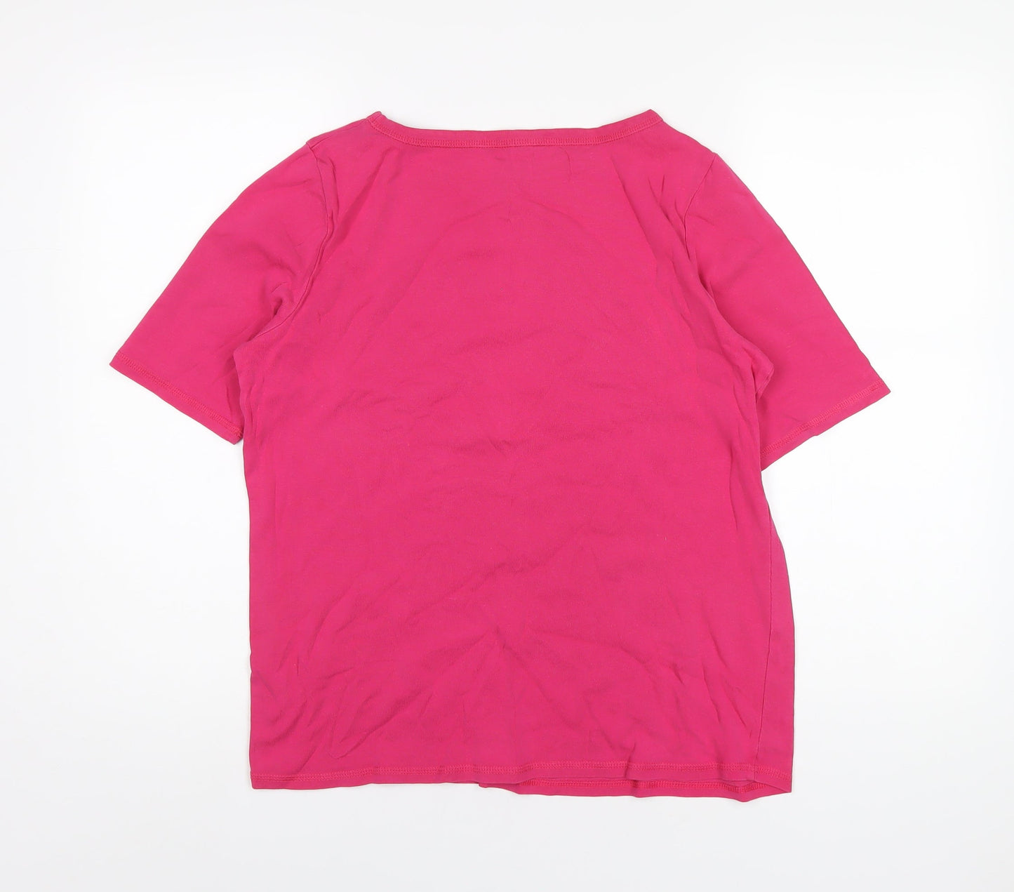 marksand Womens Pink Cotton Basic T-Shirt Size 16 Round Neck