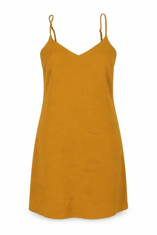 Missguided Womens Yellow Polyester Slip Dress Size 10 V-Neck Pullover