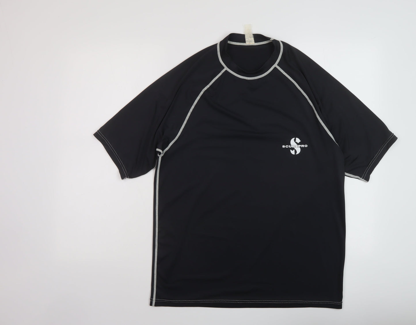 Scubapro Mens Black Polyester Basic T-Shirt Size S Mock Neck Pullover