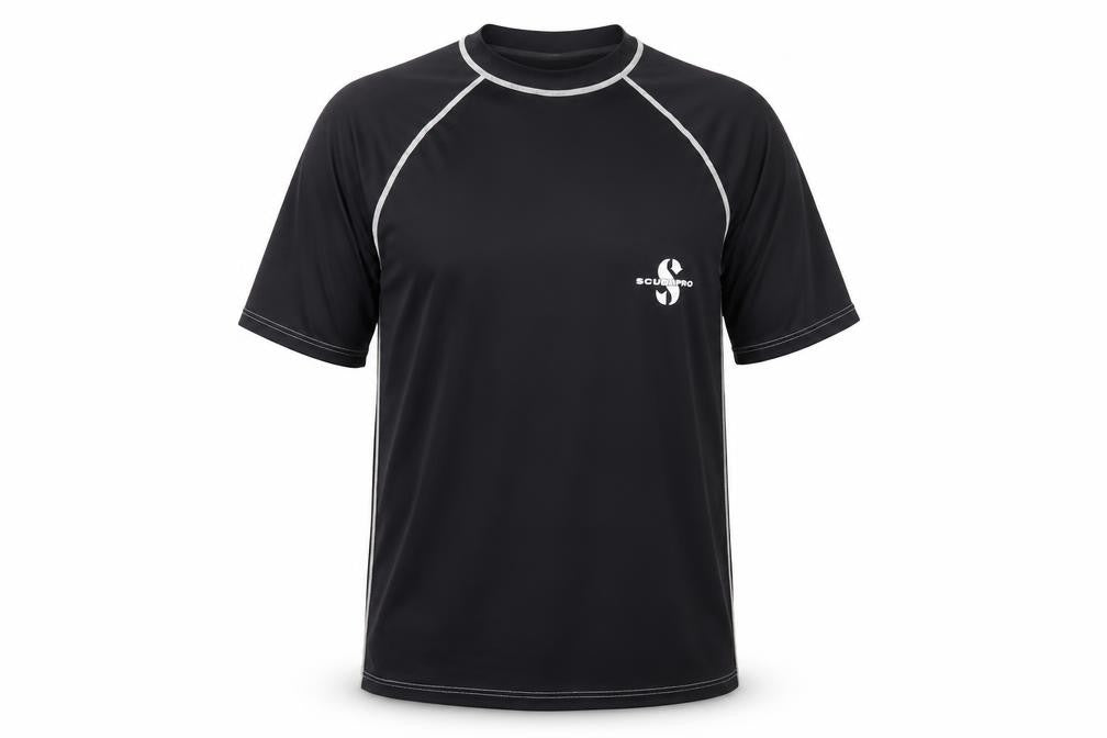 Scubapro Mens Black Polyester Basic T-Shirt Size S Mock Neck Pullover