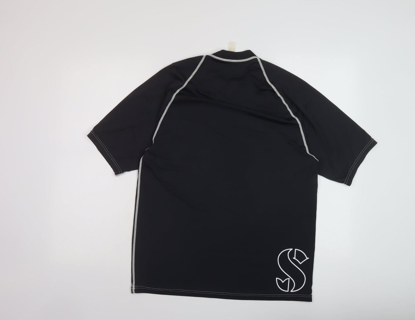 Scubapro Mens Black Polyester Basic T-Shirt Size S Mock Neck Pullover