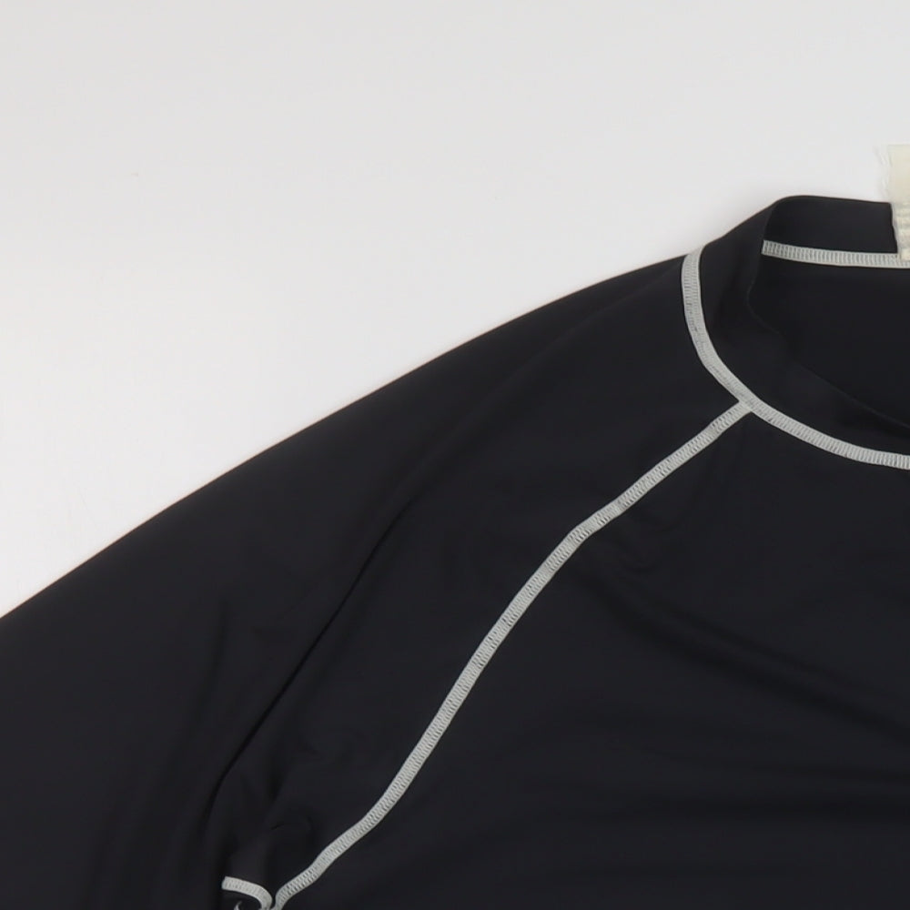 Scubapro Mens Black Polyester Basic T-Shirt Size S Mock Neck Pullover