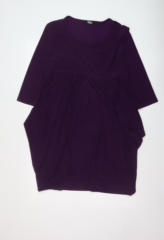 Nicole Womens Purple Polyester A-Line Size L Round Neck Pullover