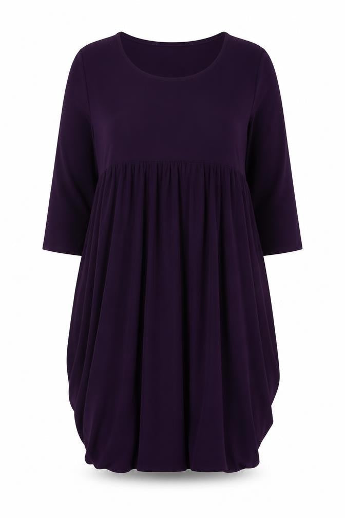 Nicole Womens Purple Polyester A-Line Size L Round Neck Pullover