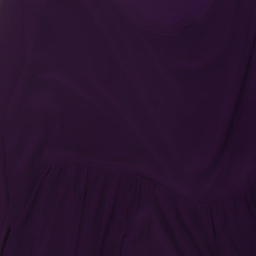 Nicole Womens Purple Polyester A-Line Size L Round Neck Pullover