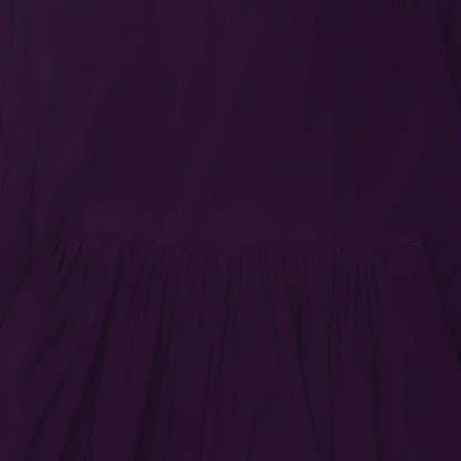Nicole Womens Purple Polyester A-Line Size L Round Neck Pullover
