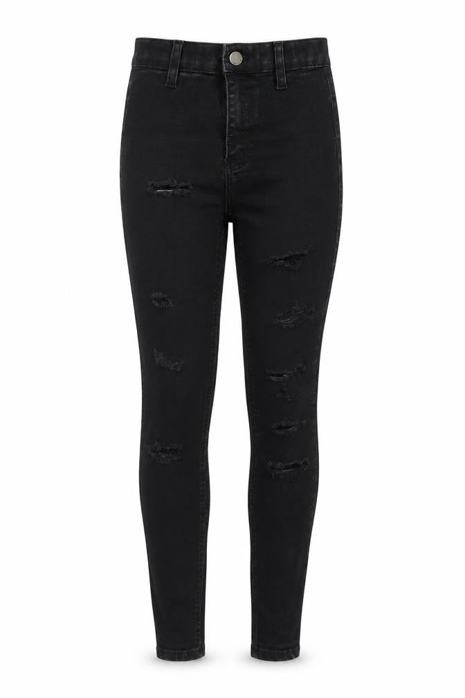 Topshop Womens Black Cotton Skinny Jeans Size 24 in L27 in Regular Button