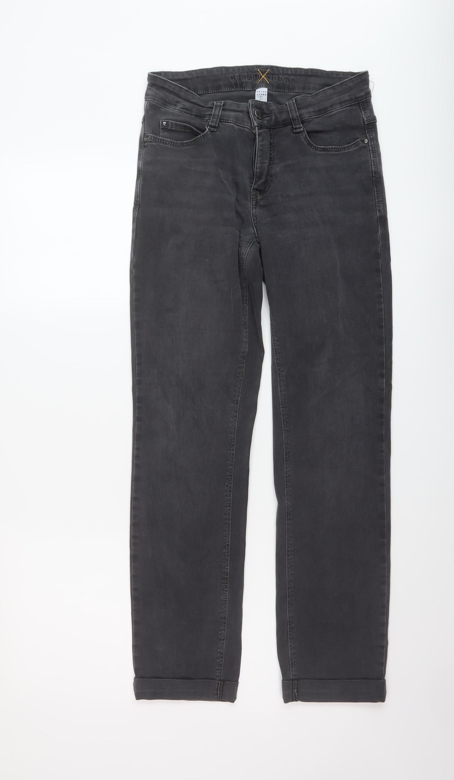 Dream Jeans Womens Grey Cotton Straight Jeans Size 26 in L29 in Regular Button