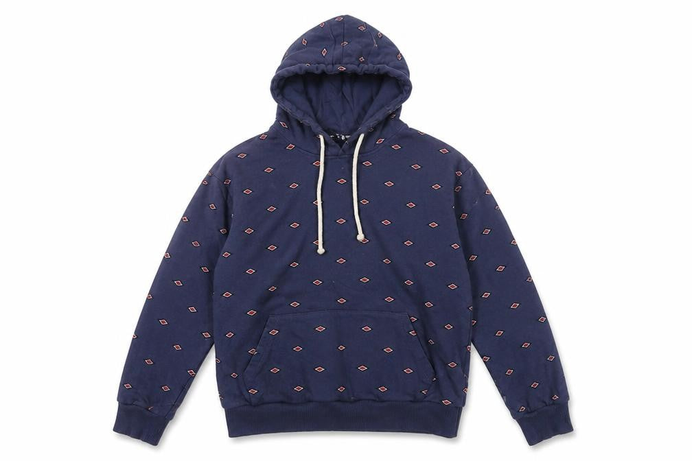 Umbro Womens Blue Geometric Cotton Pullover Hoodie Size XS Pullover - Drawstring Back Logo