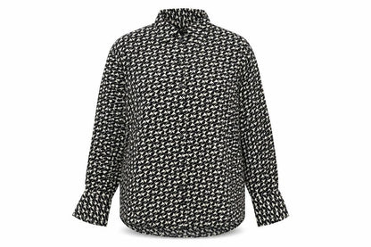River Island Womens Black Geometric Viscose Basic Button-Up Size 10 Collared