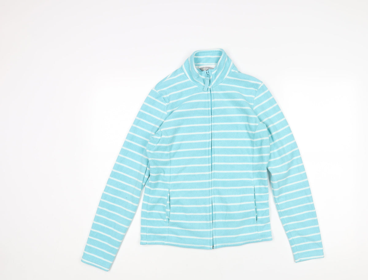 Marks & Spencer Womens Blue Striped Jacket Size 8 Zip
