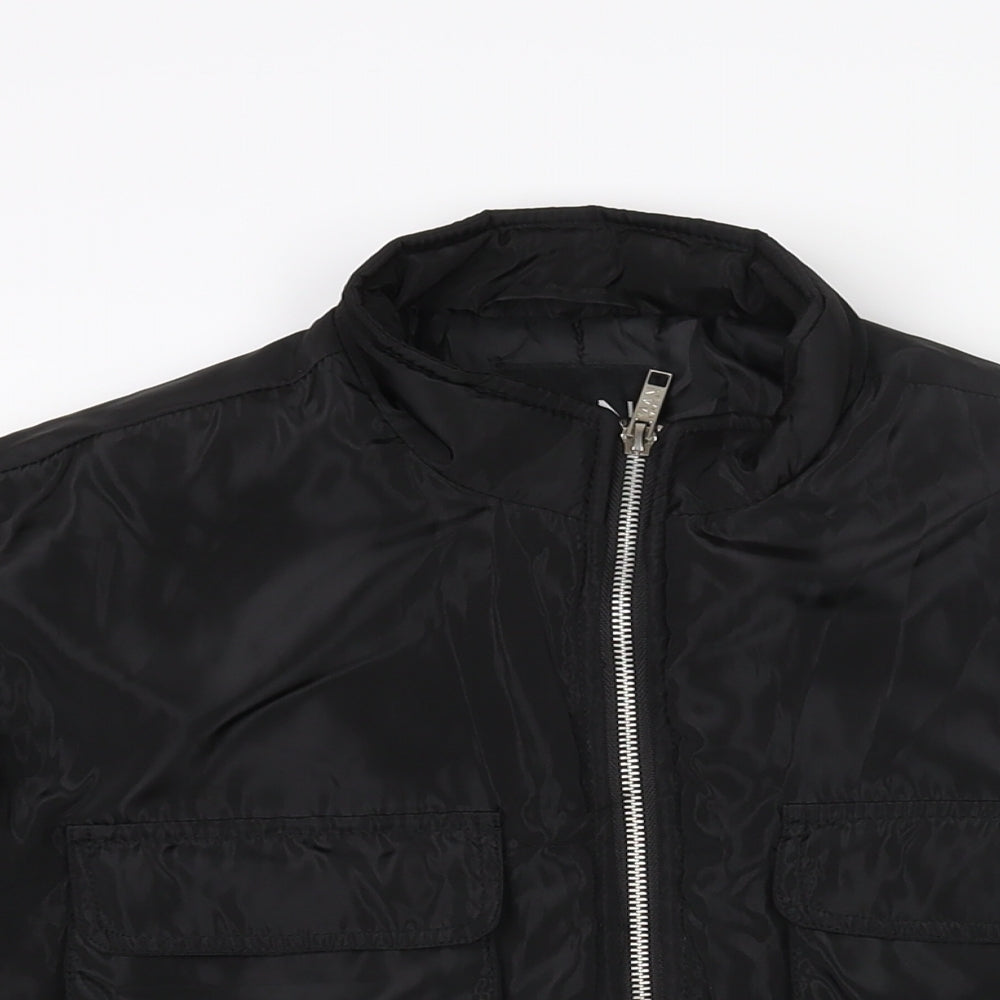 Boohoo Mens Black Bomber Jacket Jacket Size S Zip - Pockets