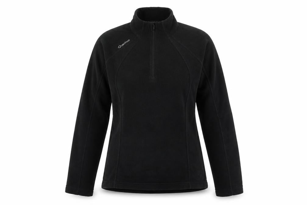 Quechua Womens Black Polyester Pullover Sweatshirt Size L Zip - Logo