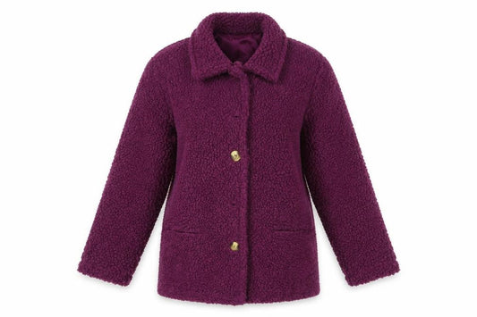 Damart Womens Purple Pea Coat Coat Size 10 Button - Size 10-12
