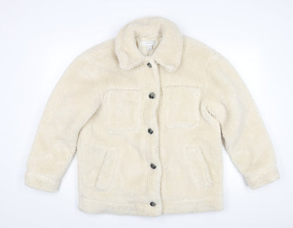Topshop Womens Ivory Pea Coat Coat Size 12 Button
