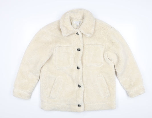 Topshop Womens Ivory Pea Coat Coat Size 12 Button