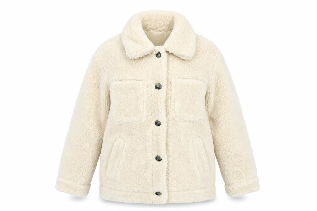 Topshop Womens Ivory Pea Coat Coat Size 12 Button