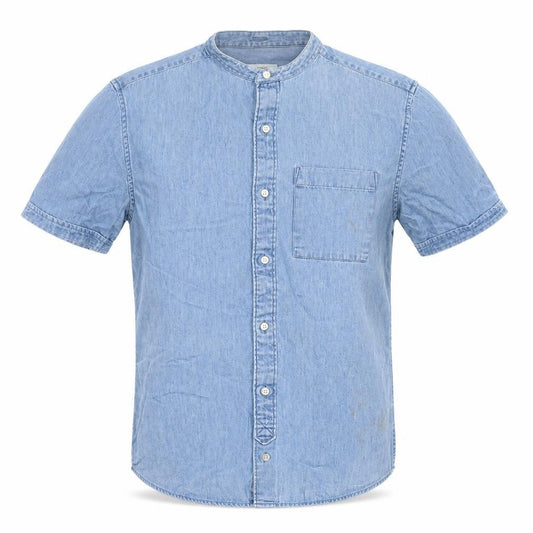 Next Mens Blue Cotton Button-Up Size S Round Neck Button