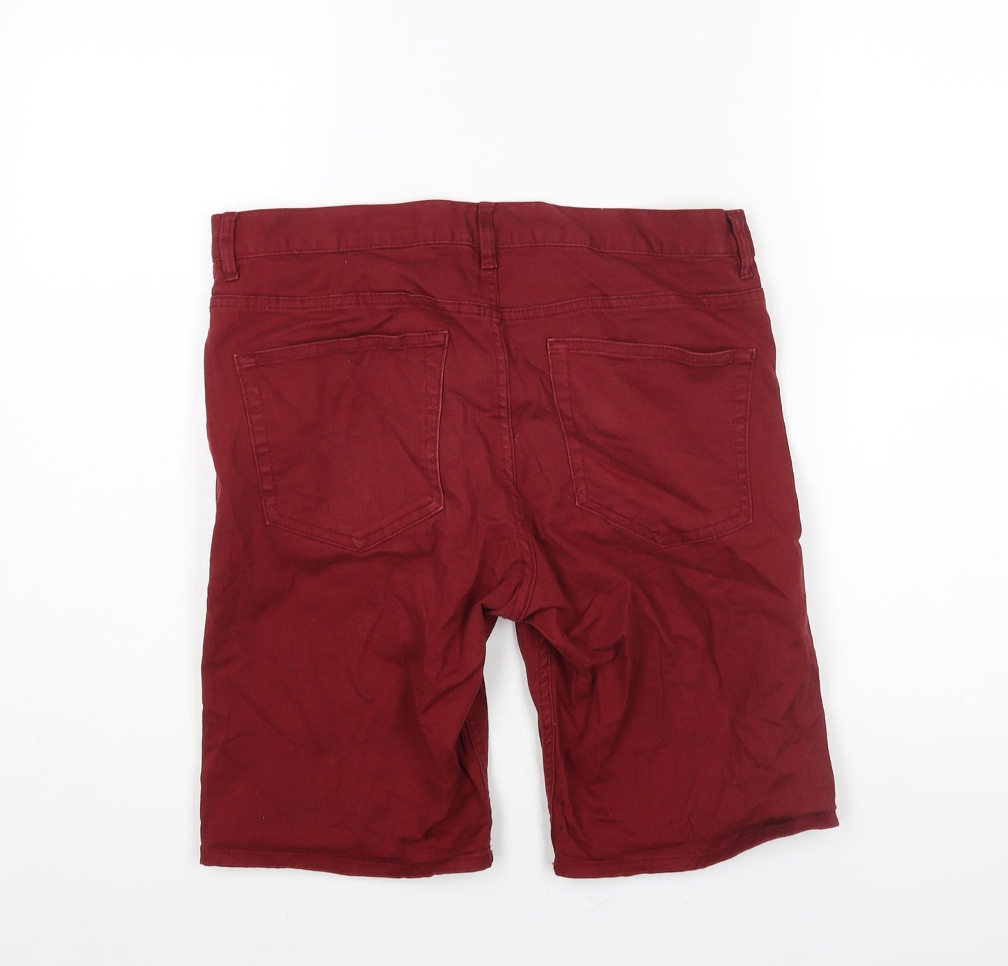 H&M Mens Red Cotton Bermuda Shorts Size 31 in L10 in Regular Zip