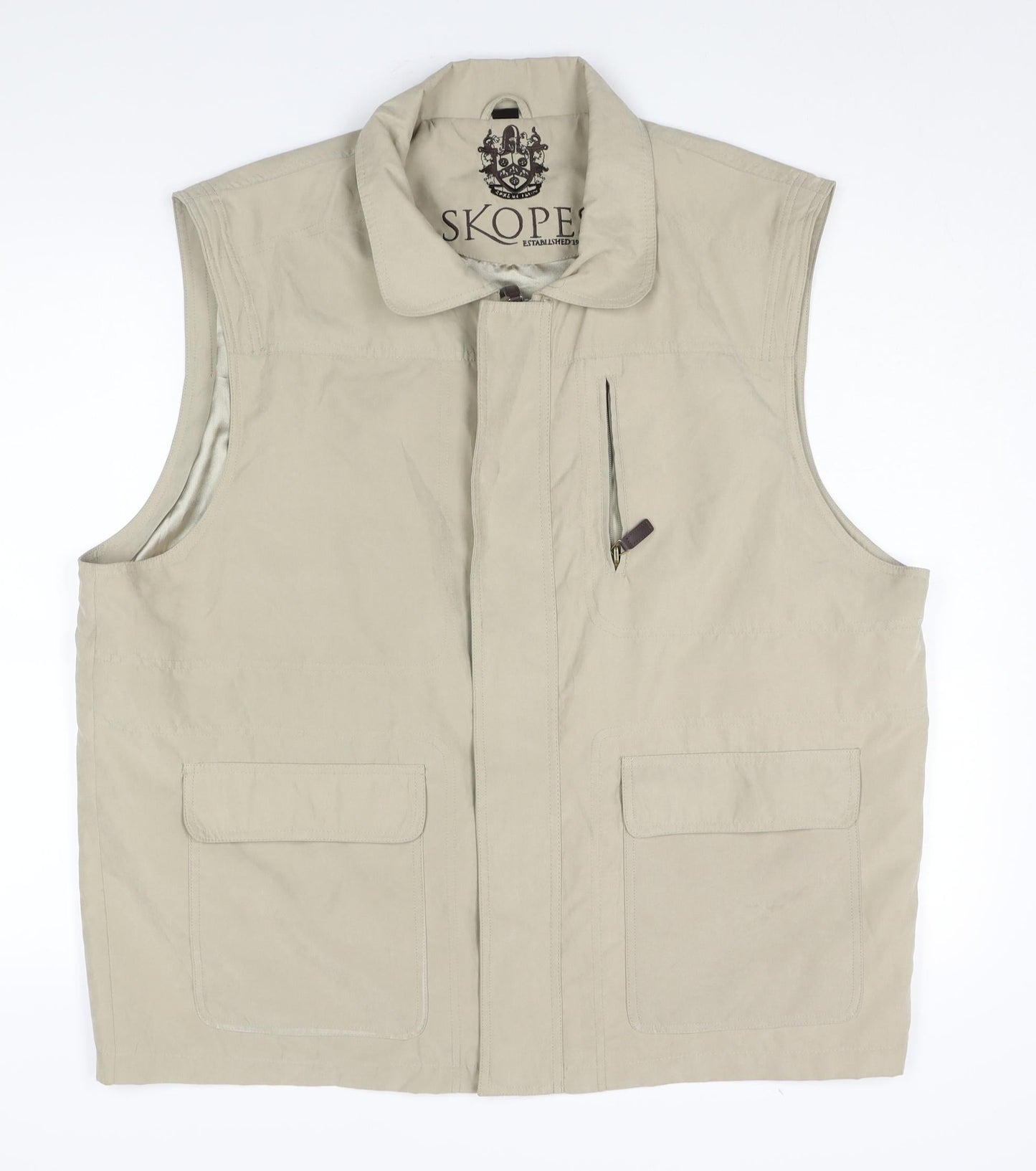 Skopes Mens Beige Gilet Jacket Size 2XL Zip - Pockets
