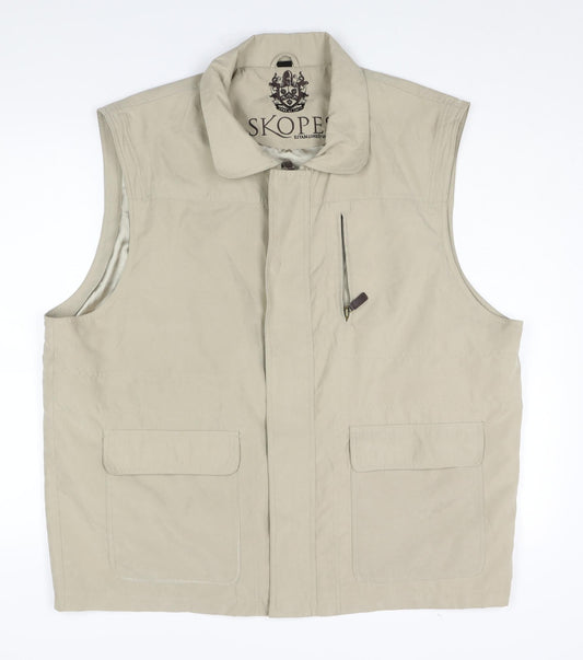 Skopes Mens Beige Gilet Jacket Size 2XL Zip - Pockets