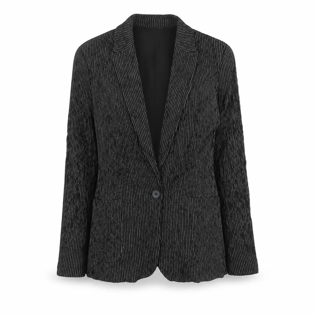 H&M Womens Black Striped Jacket Blazer Size 8 Button - Pockets