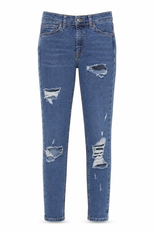 Topshop Womens Blue Cotton Skinny Jeans Size 26 in L34 in Regular Zip