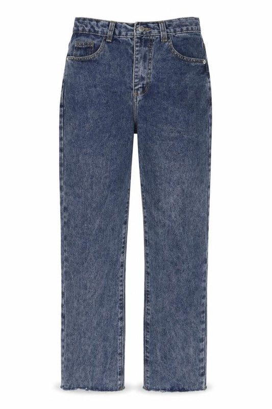 PRETTYLITTLETHING Womens Blue Cotton Straight Jeans Size 8 L29 in Regular Zip