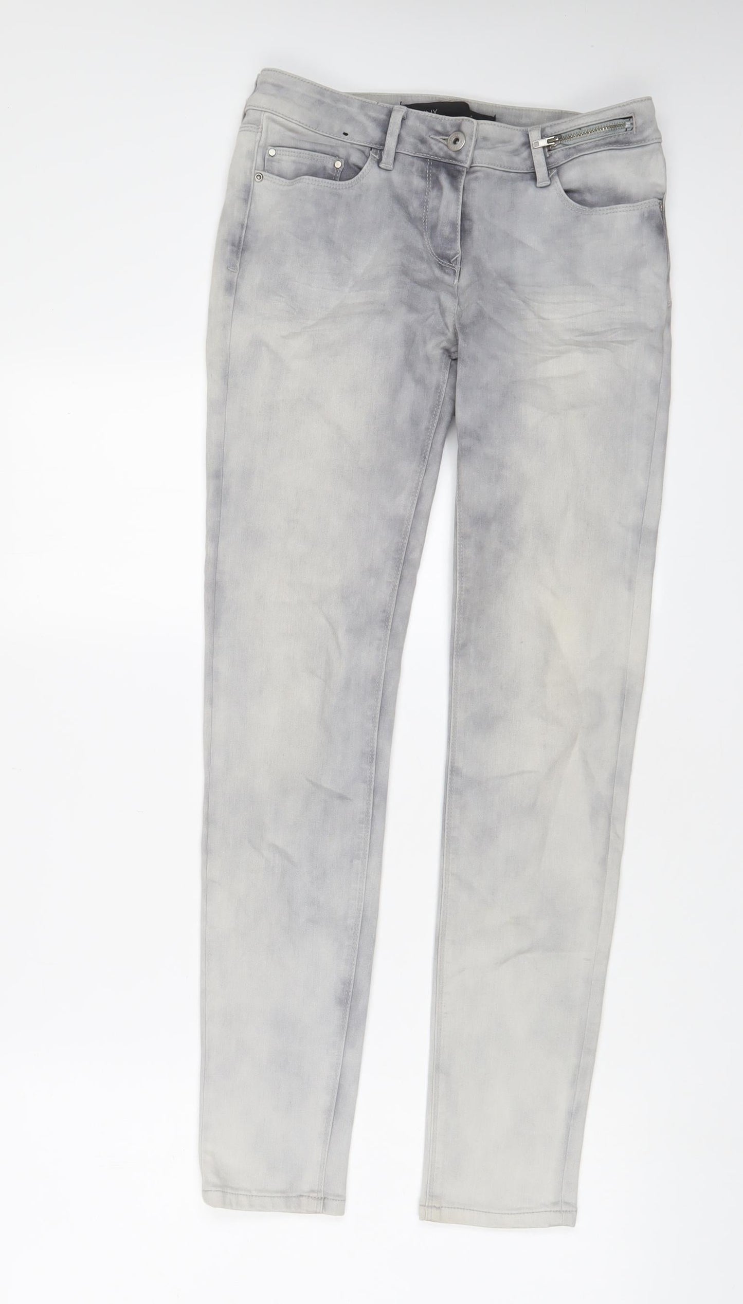 Marks and Spencer Womens Grey Cotton Skinny Jeans Size 8 L30 in Regular Zip - Zips